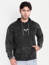 BLACK ACID-WASHED HOODIE