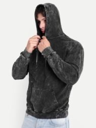 BLACK ACID-WASHED HOODIE - Image 2